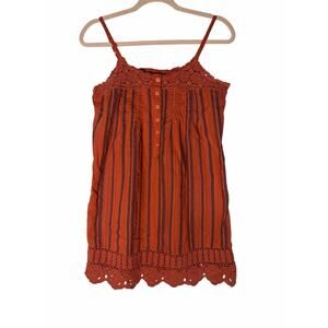Dina-Be 60s Francesca Inspired Crochet Mini Dress Mid Century Burnt Orange Small